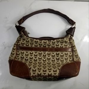Vintage Michael Kors Jacquard Shoulderbag Leather and Canvas Brown and Tan